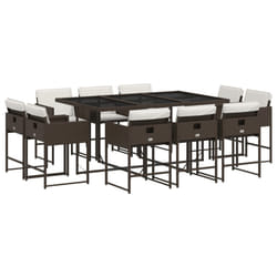 Ensemble À Manger De Jardin Et Coussins 11 Pcs Marron Rotin Vidaxl