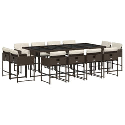 Ensemble À Manger De Jardin Avec Coussins 13 Pcs Marron Rotin Vidaxl