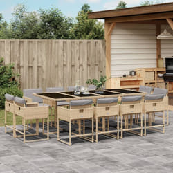 Ensemble à manger de jardin coussins 13 pcs mélange beige rotin Vidaxl