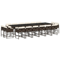 Ensemble À Manger De Jardin Et Coussins 17 Pcs Marron Rotin Vidaxl