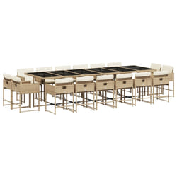 Ensemble À Manger De Jardin Et Coussins 17 Pcs Beige Vidaxl