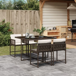 Vidaxl - Ensemble à manger de jardin 5 pcs et coussins marron poly rotin