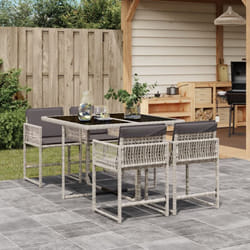 Vidaxl Ensemble À Manger De Jardin Et Coussins 5 Pcs Gris Clair Rotin