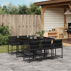 Vidaxl - Ensemble à manger de jardin coussins 7pcs Noir Résine tressée