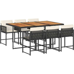 Vidaxl - Ensemble à manger de jardin coussins 7pcs Noir Résine tressée