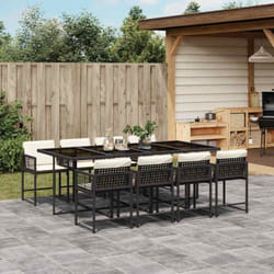 Vidaxl - Ensemble à manger de jardin 9pcs coussins noir résine tressée