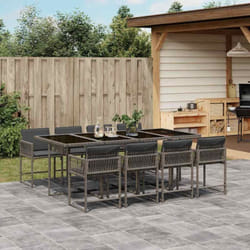 vidaXL Ensemble à manger de jardin 9 pcs coussins gris résine tressée