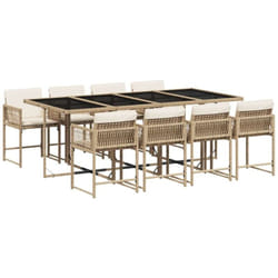 Vidaxl - Ensemble à manger de jardin et coussins 9 pcs beige Poly rotin