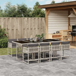 Vidaxl Ensemble À Manger De Jardin Et Coussins 9 Pcs Gris Clair Rotin
