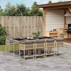 Vidaxl - Ensemble à manger de jardin et coussins 9 pcs mélange beige