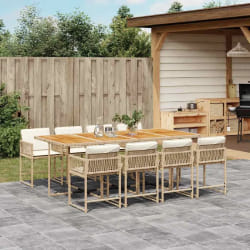 vidaXL Ensemble à manger de jardin 9 pcs - Beige