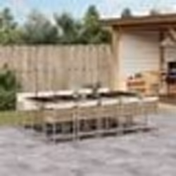 vidaXL Ensemble à manger de jardin et coussins 11 pcs beige poly rotin