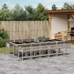 Vidaxl Ensemble À Manger De Jardin Et Coussins 13 Pcs Gris Clair Rotin