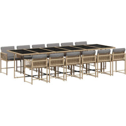 Ensemble à manger de jardin coussins 13 pcs mélange beige rotin vidaXL
