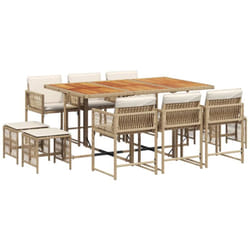 Vidaxl - Ensemble à manger de jardin et coussins 11 pcs beige poly rotin