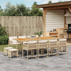 vidaXL Ensemble à manger 13 pcs Beige