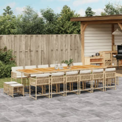 vidaXL Ensemble à manger 17 pcs - Beige