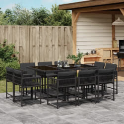 vidaXL Ensemble garden 11 pcs noir