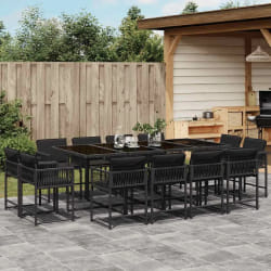 vidaXL Ensemble à manger de jardin 13 pcs - Noir