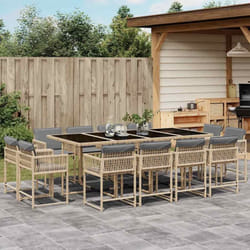 Ensemble à manger de jardin coussins 13 pcs mélange beige rotin Vidaxl