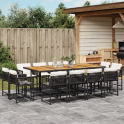 vidaXL Ensemble à manger de jardin 13 pcs - Noir