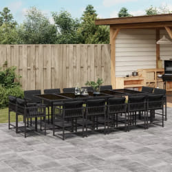 VIDAXL Ensemble à manger de jardin 15 pcs - Noir résine tressée