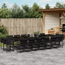 vidaXL Ensemble à manger de jardin 17 pcs - Noir