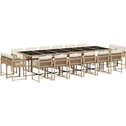 Vidaxl - Ensemble à manger de jardin et coussins 17 pcs beige