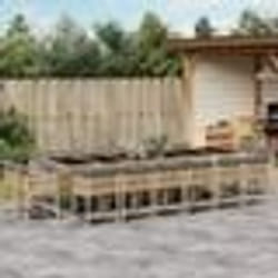 vidaXL Ensemble à manger de jardin et coussins 17 pcs mélange beige