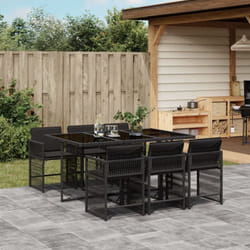 Vidaxl - Ensemble à manger de jardin coussins 7pcs Noir Résine tressée