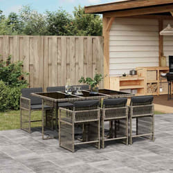 Vidaxl - Ensemble à manger de jardin et coussins 7 pcs gris rotin
