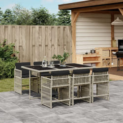 Vidaxl Ensemble À Manger De Jardin Et Coussins 7 Pcs Gris Clair Rotin