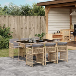 Vidaxl - Ensemble à manger de jardin coussins 7 pcs mélange beige rotin
