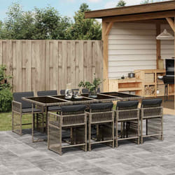 Vidaxl - Ensemble à manger de jardin 9 pcs coussins gris résine tressée