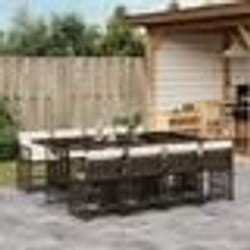 vidaXL Ensemble à manger de jardin et coussins 9 pcs marron poly rotin