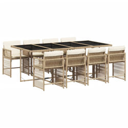 Vidaxl - Ensemble à manger de jardin et coussins 9 pcs beige Poly rotin