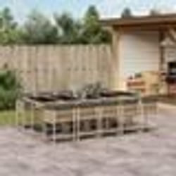 vidaXL Ensemble à manger de jardin et coussins 11 pcs mélange beige