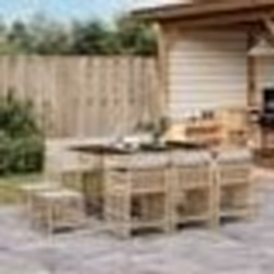 vidaXL Ensemble à manger de jardin et coussins 11 pcs beige poly rotin