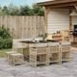 vidaXL Ensemble à manger de jardin et coussins 11 pcs beige poly rotin