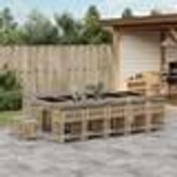 vidaXL Ensemble à manger de jardin et coussins 15 pcs mélange beige