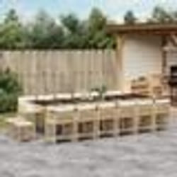vidaXL Ensemble à manger de jardin et coussins 17 pcs beige