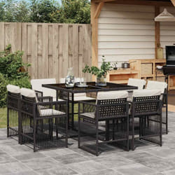 Vidaxl - Ensemble à manger de jardin 9pcs coussins noir résine tressée