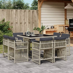 Vidaxl Ensemble À Manger De Jardin Et Coussins 9 Pcs Gris Clair Rotin