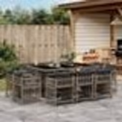 vidaXL Ensemble à manger de jardin 11pcs avec coussins gris poly rotin