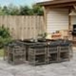 vidaXL Ensemble à manger de jardin 11pcs avec coussins gris poly rotin