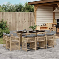Ensemble à manger de jardin et coussins 11 pcs mélange beige vidaXL