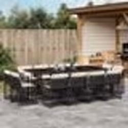 vidaXL Ensemble à manger de jardin 13 pcs coussins noir résine tressée
