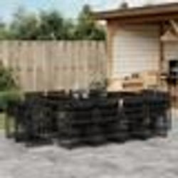 vidaXL Ensemble à manger de jardin 13 pcs coussins noir résine tressée