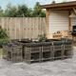 vidaXL Ensemble à manger de jardin coussins 13 pcs gris résine tressée