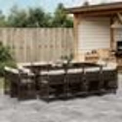 vidaXL Ensemble à manger de jardin avec coussins 13 pcs marron rotin